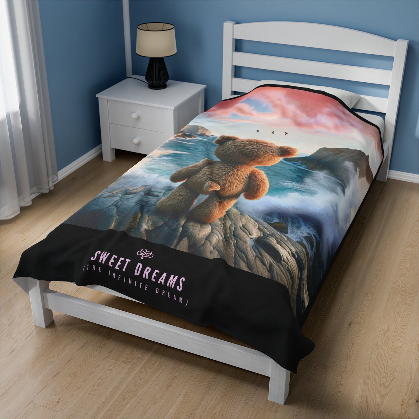 Sweet Dreams Velveteen Blanket / "Dream Bear" Edition / Multiple Sizes / AI Art Print / The Infinite Dream