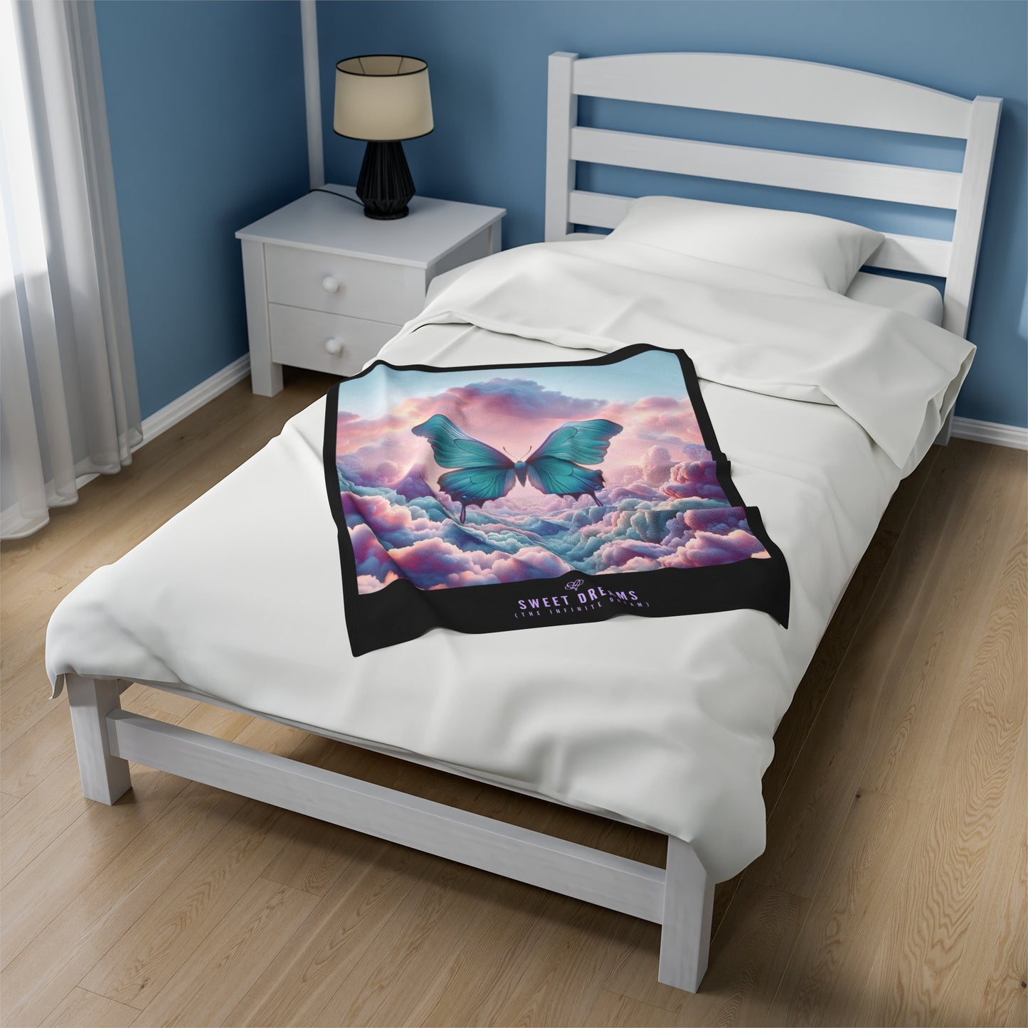 Sweet Dreams Velveteen Blanket / "Butterfly" Edition / Multiple Sizes / AI Art Print / The Infinite Dream