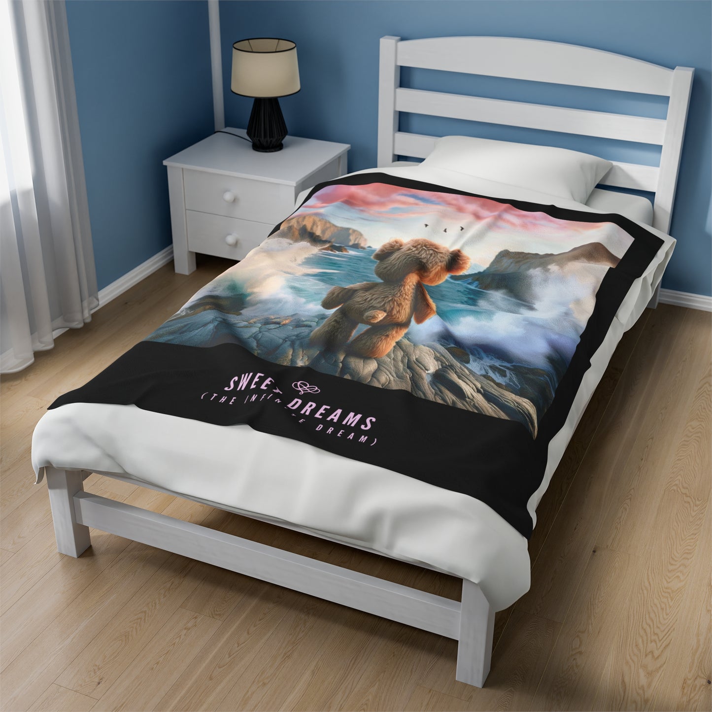 Sweet Dreams Velveteen Blanket / "Dream Bear" Edition / Multiple Sizes / AI Art Print / The Infinite Dream