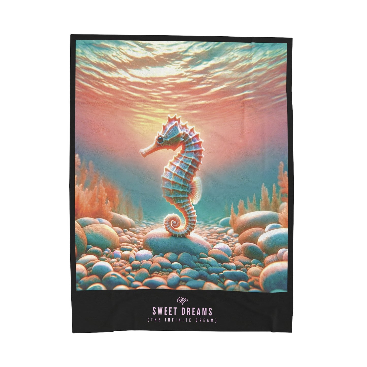 Sweet Dreams Velveteen Blanket / "Seahorse" Edition / Multiple Sizes / AI Art Print / The Infinite Dream