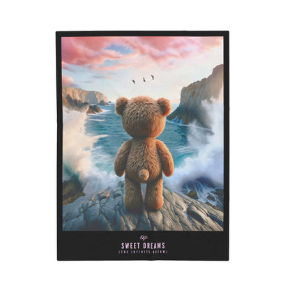 Sweet Dreams Velveteen Blanket / "Dream Bear" Edition / Multiple Sizes / AI Art Print / The Infinite Dream