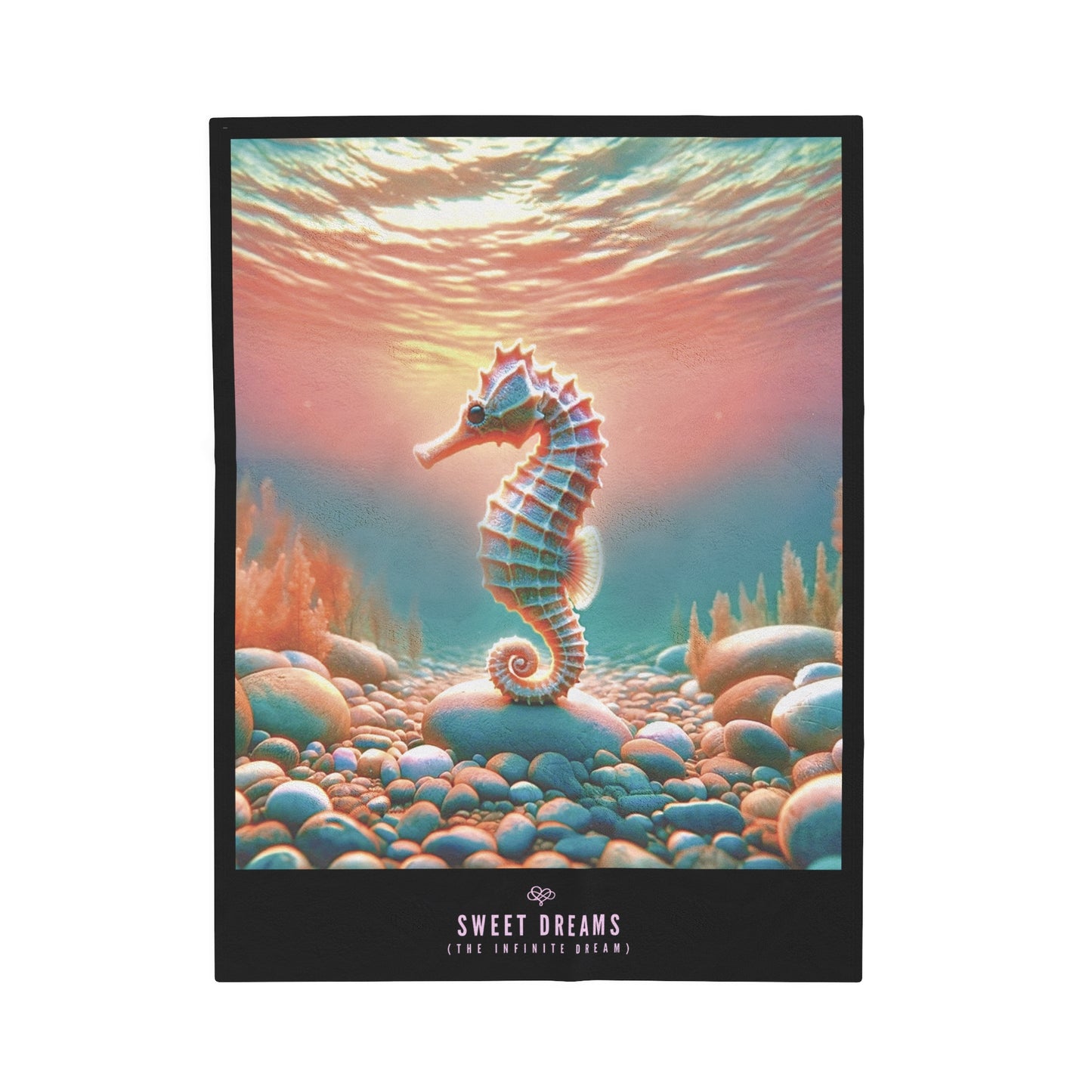 Sweet Dreams Velveteen Blanket / "Seahorse" Edition / Multiple Sizes / AI Art Print / The Infinite Dream