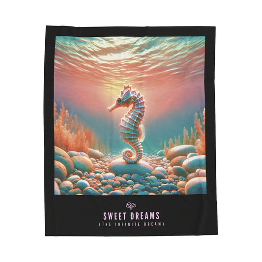 Sweet Dreams Velveteen Blanket / "Seahorse" Edition / Multiple Sizes / AI Art Print / The Infinite Dream