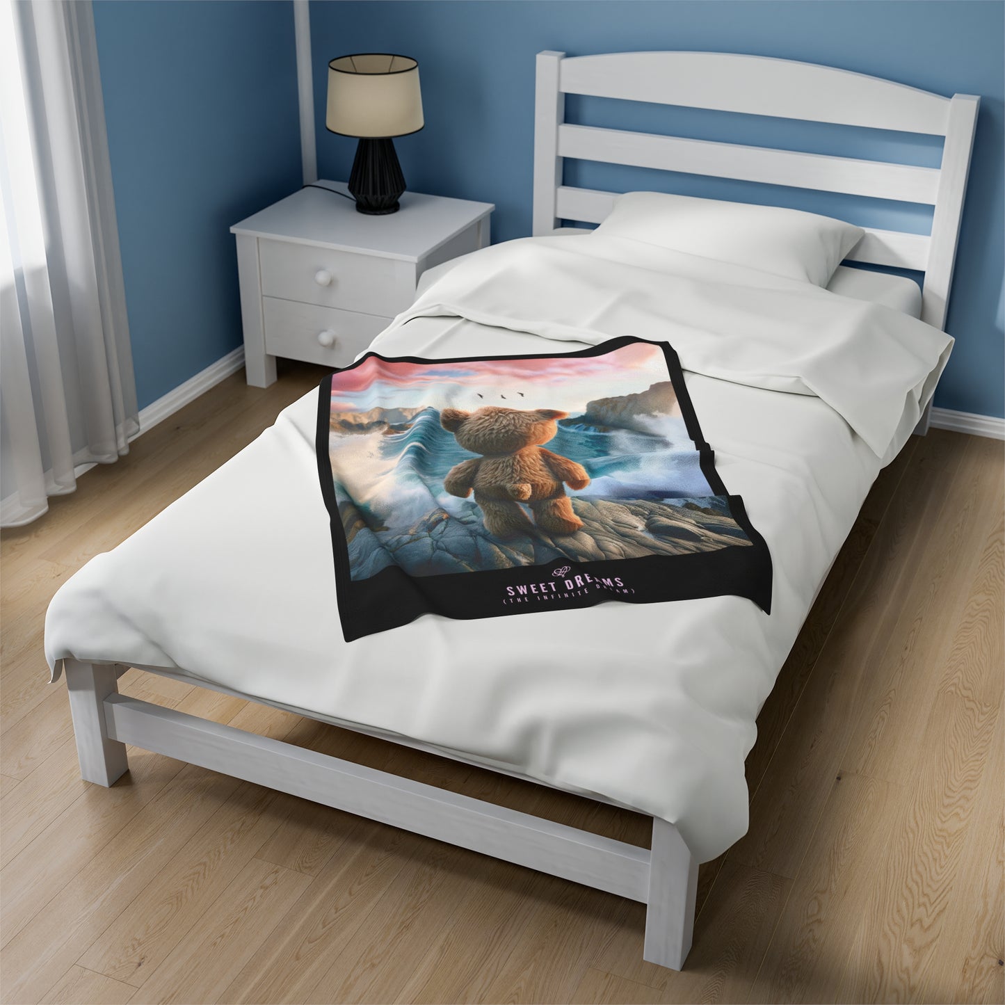 Sweet Dreams Velveteen Blanket / "Dream Bear" Edition / Multiple Sizes / AI Art Print / The Infinite Dream