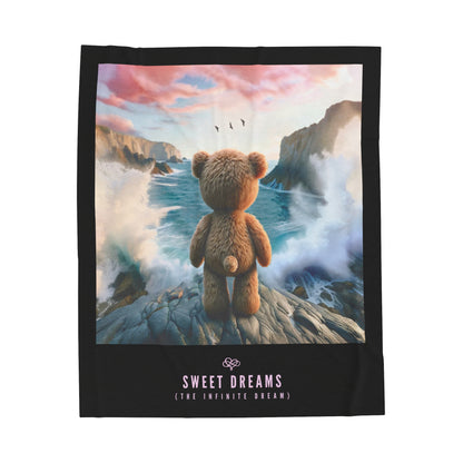 Sweet Dreams Velveteen Blanket / "Dream Bear" Edition / Multiple Sizes / AI Art Print / The Infinite Dream