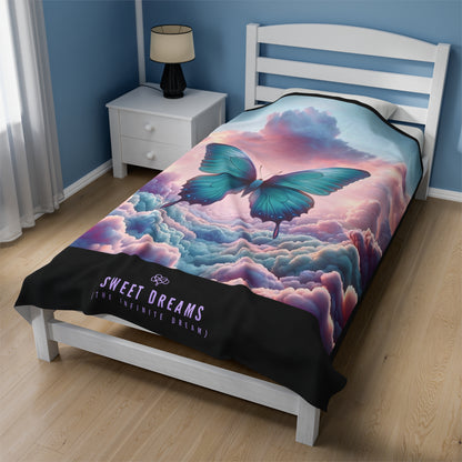 Sweet Dreams Velveteen Blanket / "Butterfly" Edition / Multiple Sizes / AI Art Print / The Infinite Dream