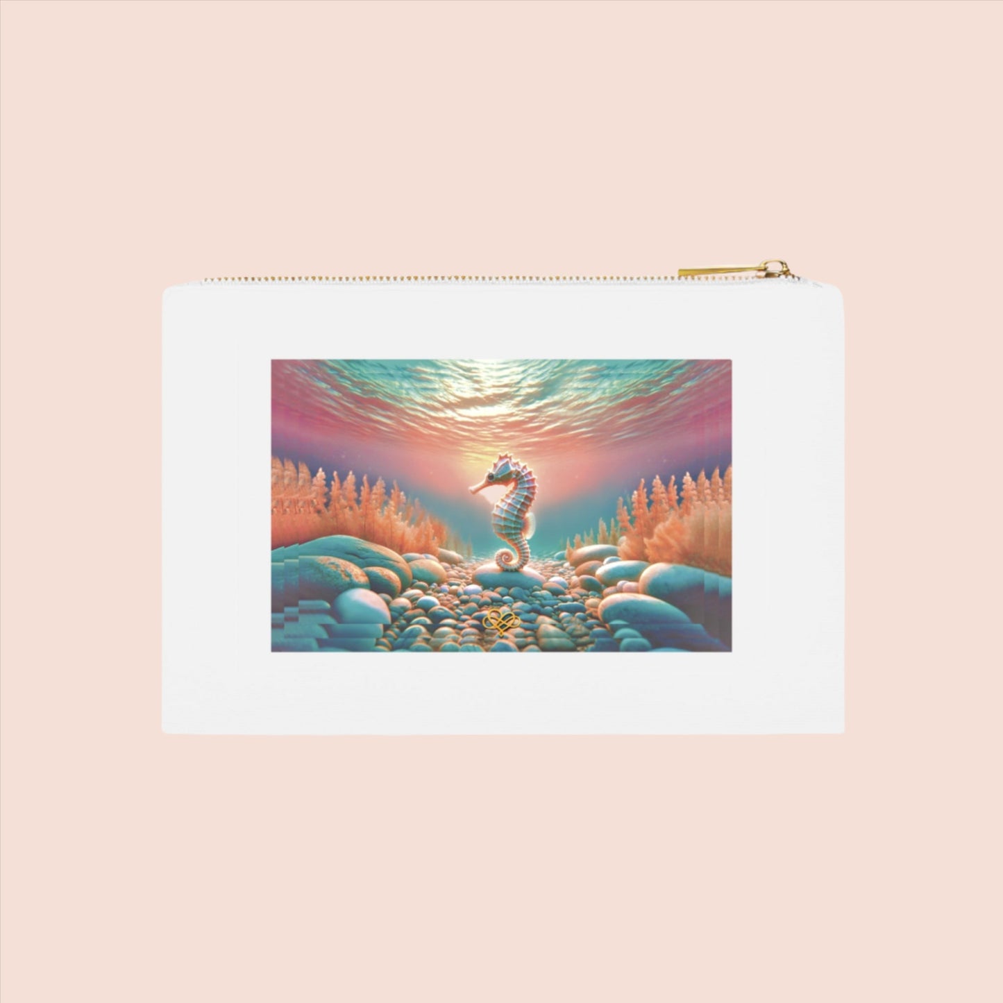 Bold & Beautiful Beauty Clutch / "Seahorse" Edition / Cosmetic Bag / Accessories Pouch / AI Art Print / The Infinite Dream - The Infinite Dream