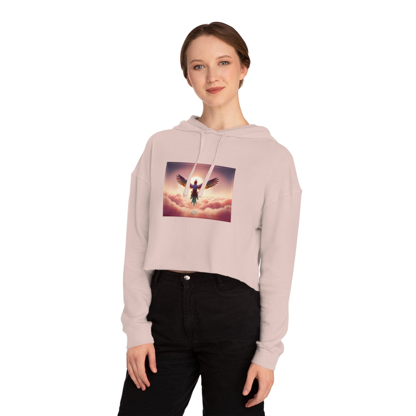 Breeze Baby Cropped Hoodie / "Bird" Edition / Women's Cotton Pullover / AI Art Print / The Infinite Dream - The Infinite Dream