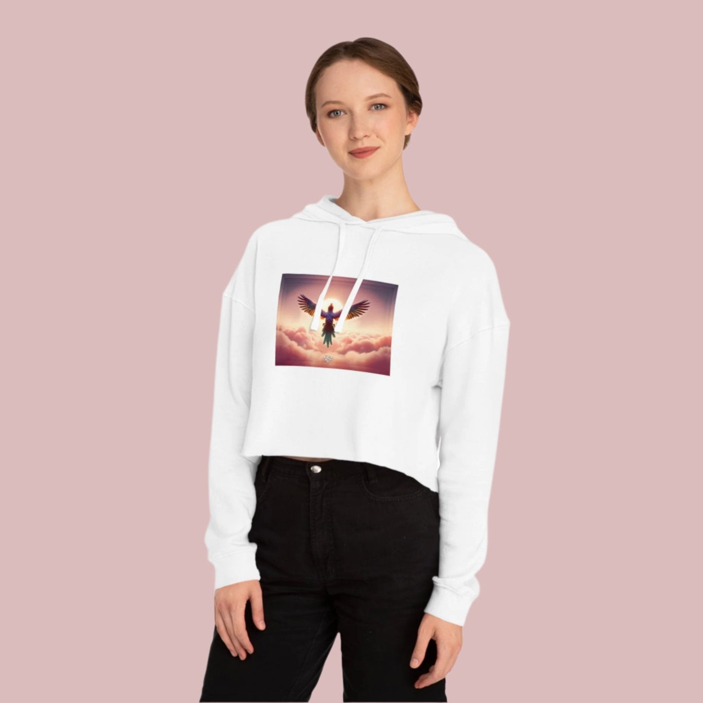 Breeze Baby Cropped Hoodie / "Bird" Edition / Women's Cotton Pullover / AI Art Print / The Infinite Dream - The Infinite Dream