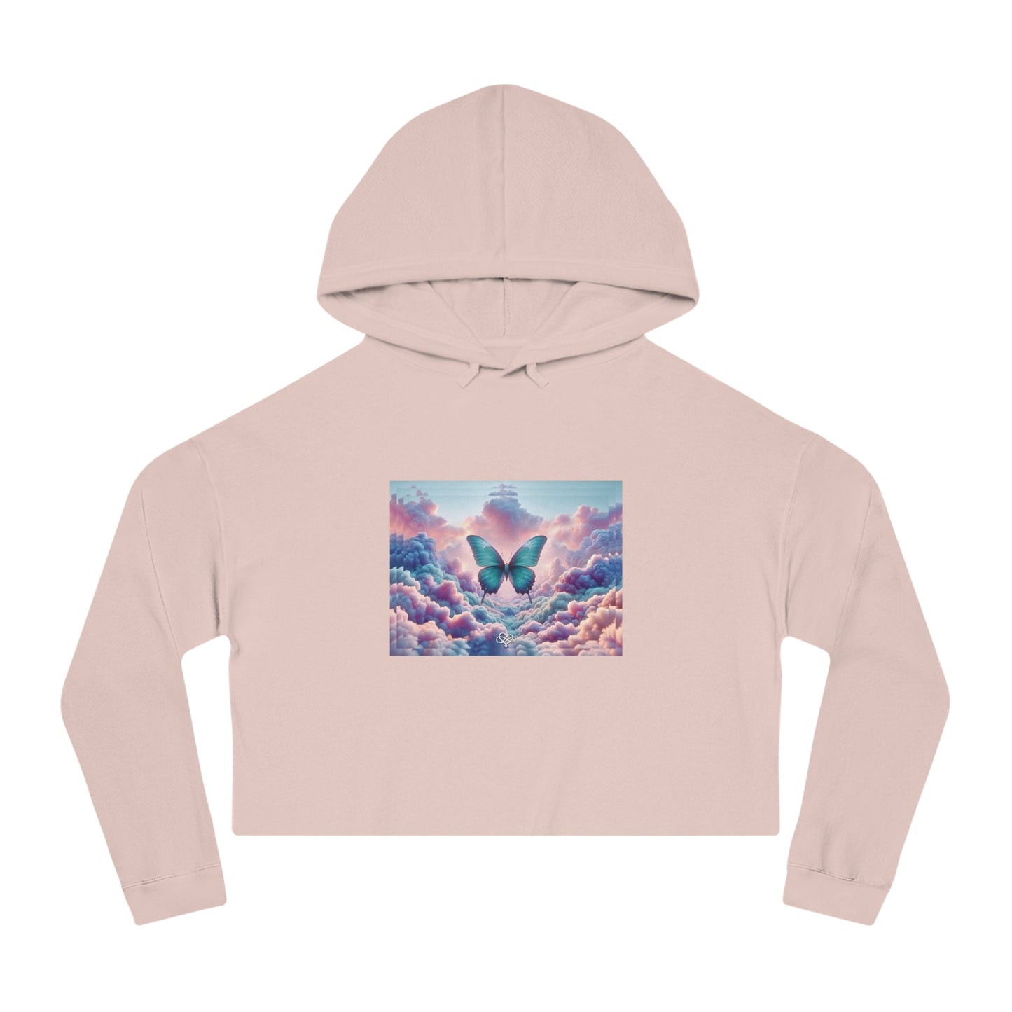 Breeze Baby Cropped Hoodie / "Butterfly" Edition / Women's Cotton Pullover / AI Art Print / The Infinite Dream - The Infinite Dream