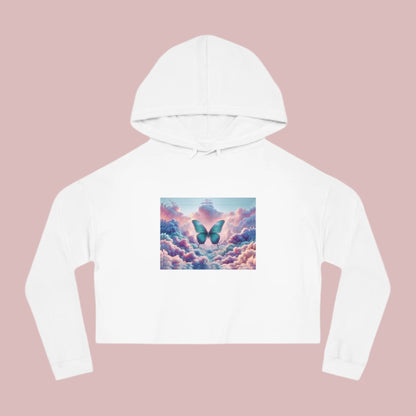 Breeze Baby Cropped Hoodie / "Butterfly" Edition / Women's Cotton Pullover / AI Art Print / The Infinite Dream - The Infinite Dream