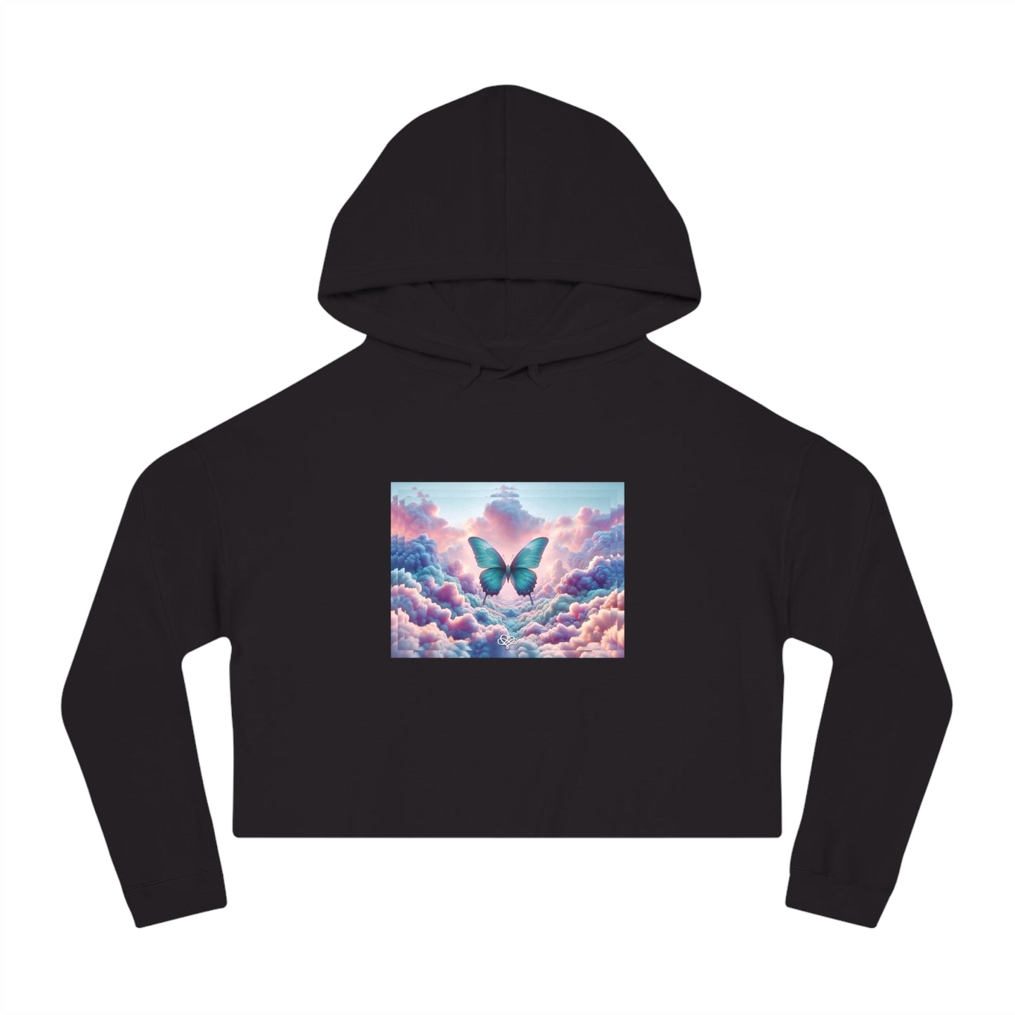 Breeze Baby Cropped Hoodie / "Butterfly" Edition / Women's Cotton Pullover / AI Art Print / The Infinite Dream - The Infinite Dream