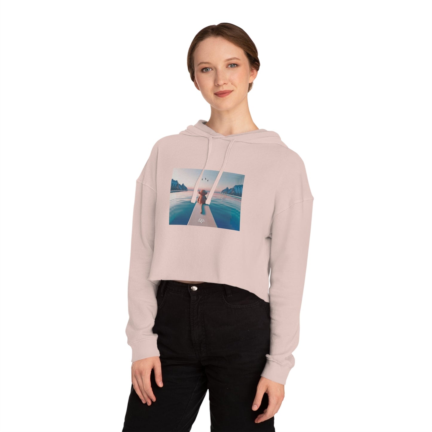 Breeze Baby Cropped Hoodie / "Monkey" Edition / Women's Cotton Pullover / AI Art Print / The Infinite Dream - The Infinite Dream