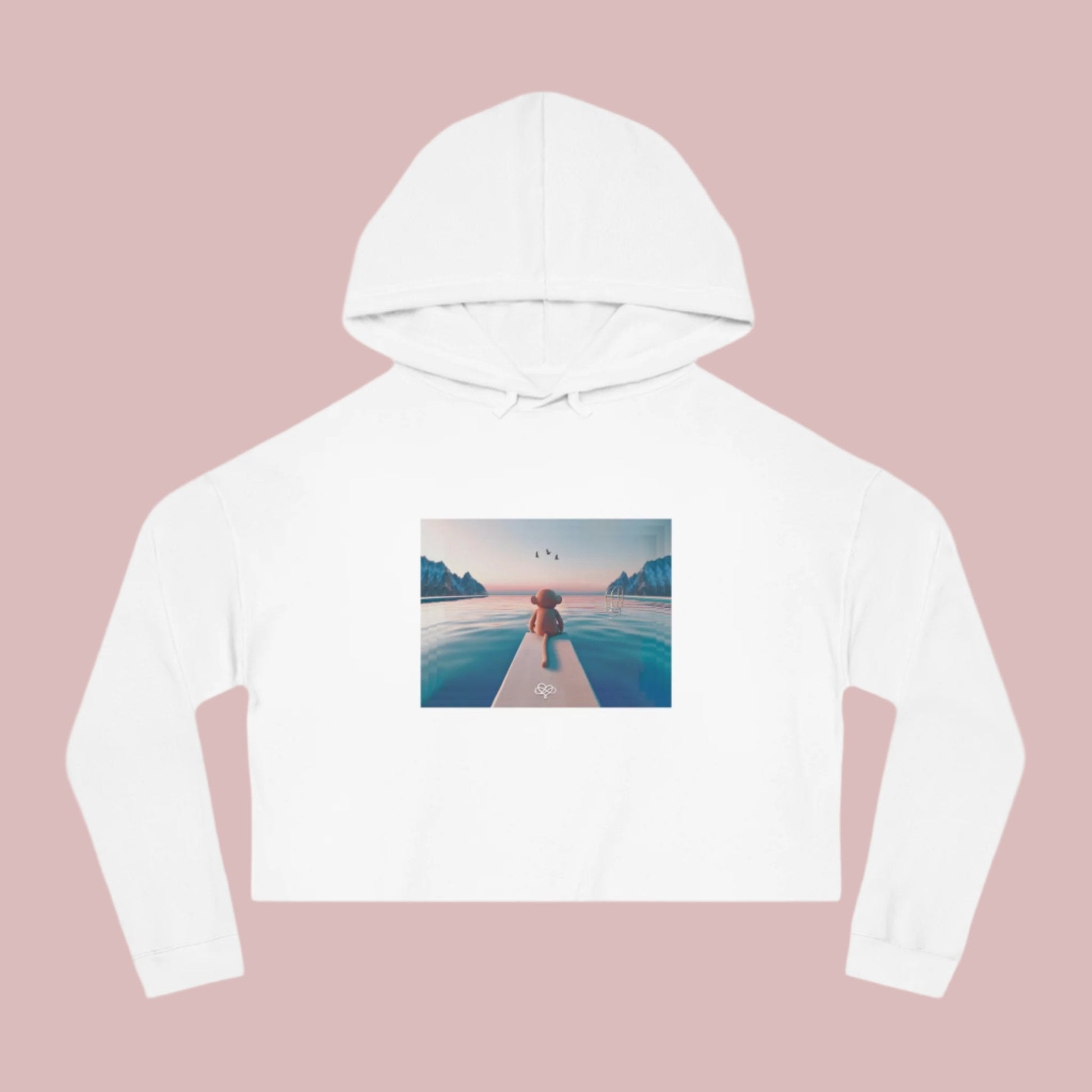 Breeze Baby Cropped Hoodie / "Monkey" Edition / Women's Cotton Pullover / AI Art Print / The Infinite Dream - The Infinite Dream