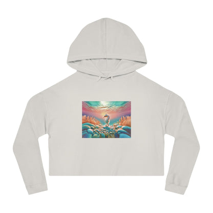 Breeze Baby Cropped Hoodie / "Seahorse" Edition / Women's Cotton Pullover / AI Art Print / The Infinite Dream - The Infinite Dream