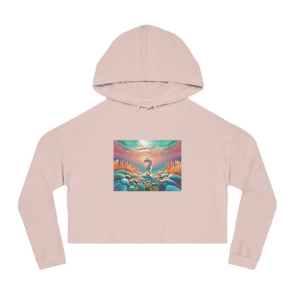 Breeze Baby Cropped Hoodie / "Seahorse" Edition / Women's Cotton Pullover / AI Art Print / The Infinite Dream - The Infinite Dream