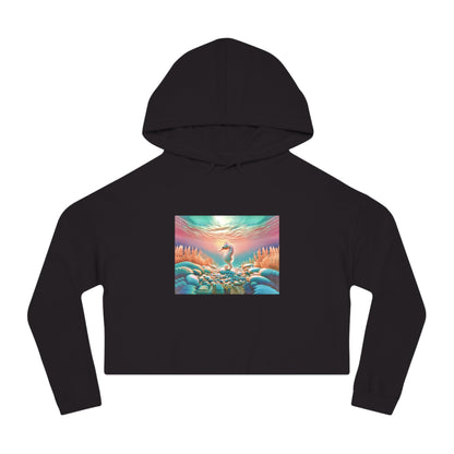 Breeze Baby Cropped Hoodie / "Seahorse" Edition / Women's Cotton Pullover / AI Art Print / The Infinite Dream - The Infinite Dream