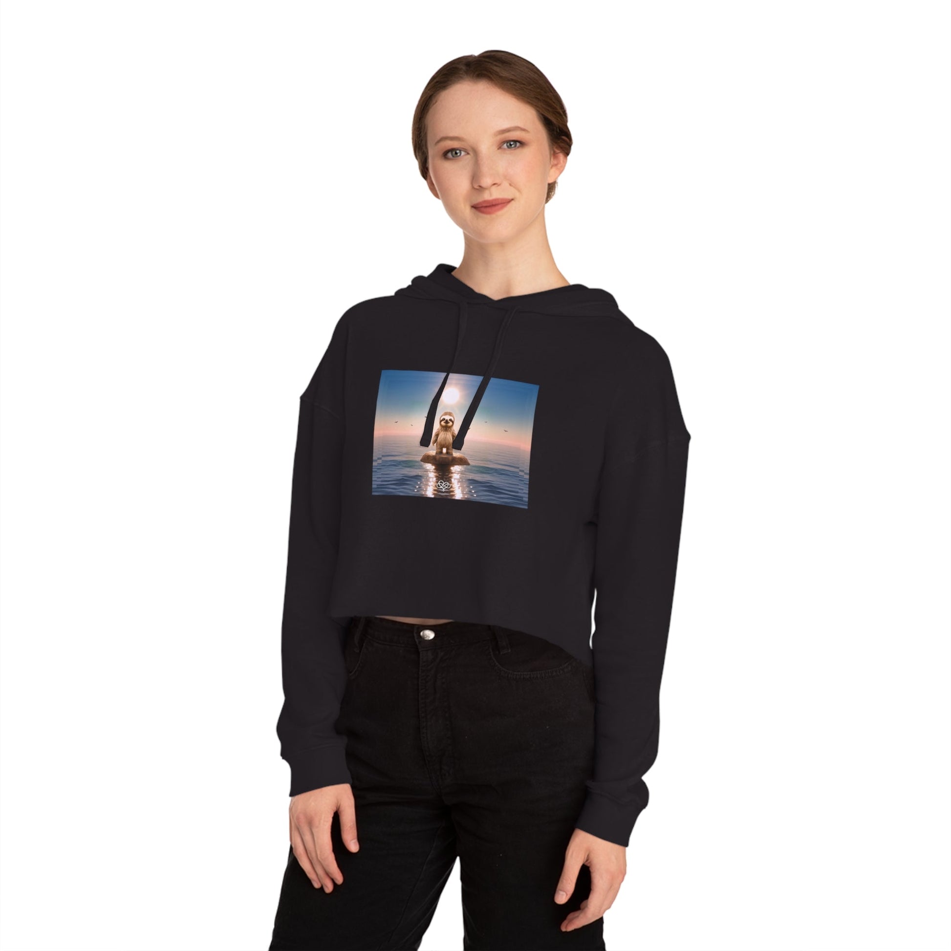 Breeze Baby Cropped Hoodie / "Sloth" Edition / Women's Cotton Pullover / AI Art Print / The Infinite Dream - The Infinite Dream