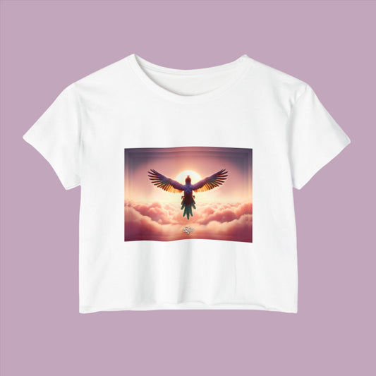 Less is More Crop Top T - shirt / "Bird" Edition / Adult Women's Cotton Jersey / AI Art Print / The Infinite Dream - The Infinite Dream