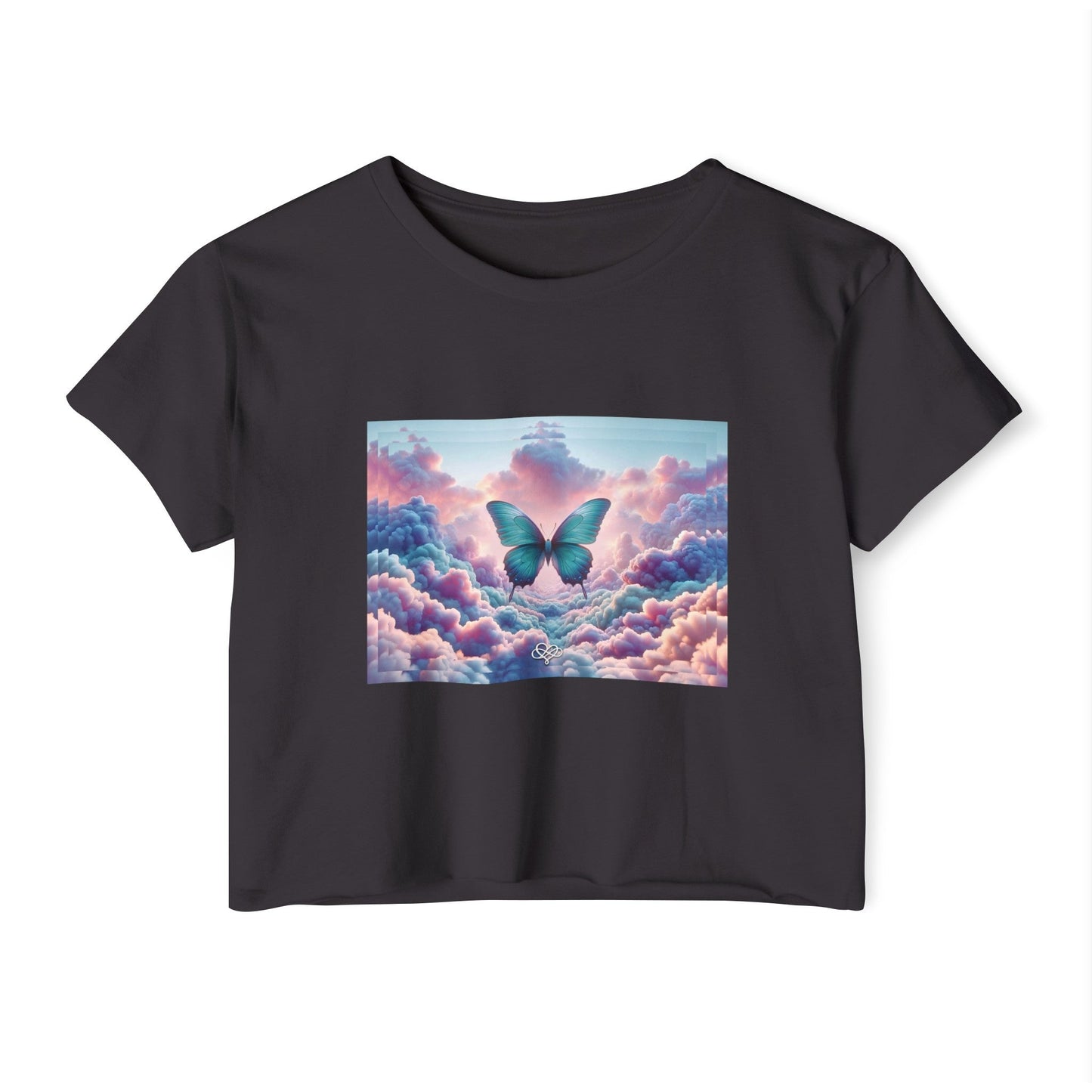 Less is More Crop Top Tee / "Butterfly" Edition / Women's Cotton Jersey T-shirt / AI Art Print / The Infinite Dream - The Infinite Dream