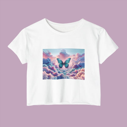 Less is More Crop Top Tee / "Butterfly" Edition / Women's Cotton Jersey T-shirt / AI Art Print / The Infinite Dream - The Infinite Dream