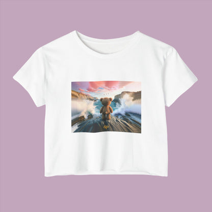 Less is More Crop Top Tee / "Dream Bear" Edition / Women's Cotton Jersey T-shirt / AI Art Print / The Infinite Dream - The Infinite Dream