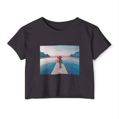 Less is More Crop Top Tee / "Monkey" Edition / Women's Cotton Jersey T-shirt / AI Art Print / The Infinite Dream - The Infinite Dream