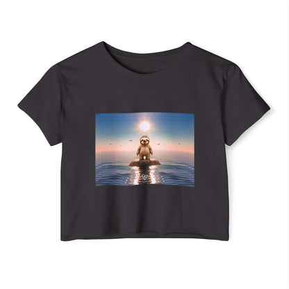 Less is More Crop Top Tee / "Sloth" Edition / Women's Cotton Jersey T - shirt / AI Art Print / The Infinite Dream - The Infinite Dream