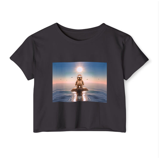 Less is More Crop Top Tee / "Sloth" Edition / Women's Cotton Jersey T - shirt / AI Art Print / The Infinite Dream - The Infinite Dream