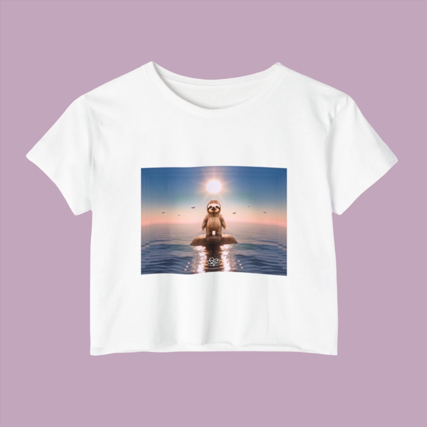 Less is More Crop Top Tee / "Sloth" Edition / Women's Cotton Jersey T - shirt / AI Art Print / The Infinite Dream - The Infinite Dream