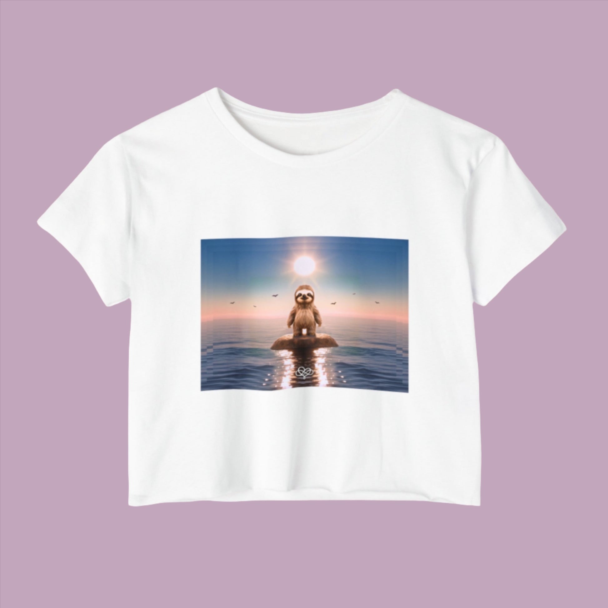 Less is More Crop Top Tee / "Sloth" Edition / Women's Cotton Jersey T - shirt / AI Art Print / The Infinite Dream - The Infinite Dream