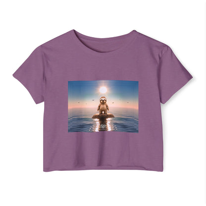 Less is More Crop Top Tee / "Sloth" Edition / Women's Cotton Jersey T - shirt / AI Art Print / The Infinite Dream - The Infinite Dream