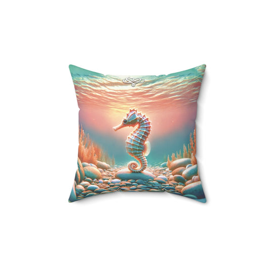 Pillow Talk Accent Pillow / "Seahorse" Edition / Faux Suede / Home Decor Bedding / AI Art Print / The Infinite Dream - The Infinite Dream